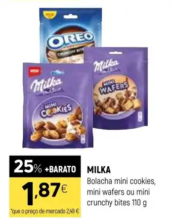 Coviran MILKA Bolacha mini cookies, mini wafers ou mini crunchy bites promoção