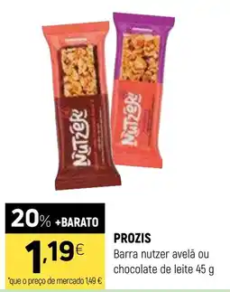 Coviran PROZIS Barra nutzer avelã ou chocolate de leite promoção