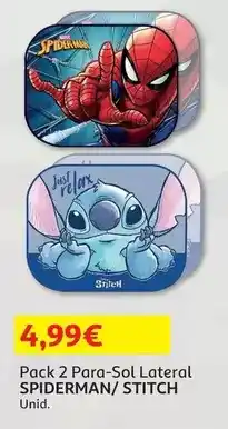 Auchan Spiderman/stitch - pack 2 para-sol lateral promoção