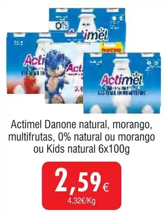 Froiz Actimel Danone natural, morango, multifrutas, 0% natural ou morango ou Kids natural promoção