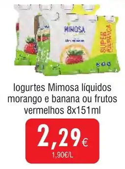 Froiz logurtes Mimosa líquidos morango e banana ou frutos vermelhos promoção