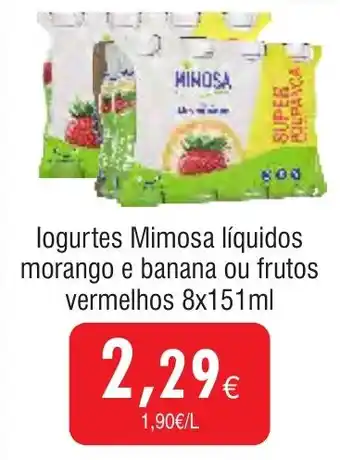 Froiz logurtes Mimosa líquidos morango e banana ou frutos vermelhos promoção