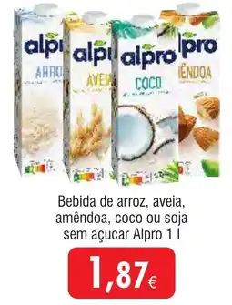 Froiz Bebida de arroz, aveia, amêndoa, coco ou soja sem açucar Alpro promoção