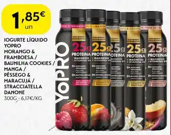 Spar Iogurte líquido yopro morango & framboesa/ baunilha cookies / manga/ pêssego & maracujá / stracciatella danone promoção