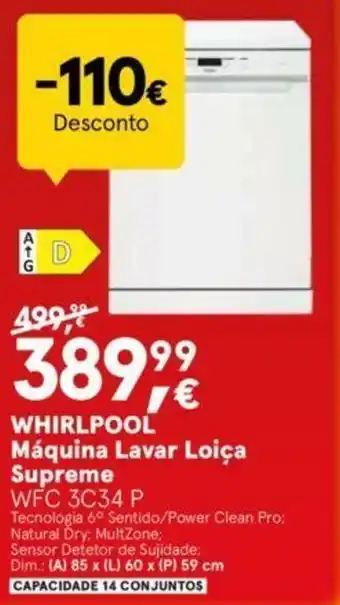 Worten Whirlpool Máquina Lavar Loiça Supreme WFC 3C34 P promoção