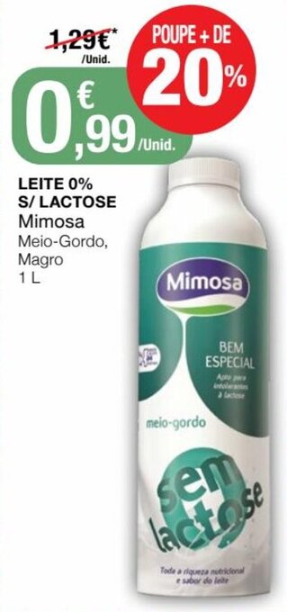 Leite 0% S/Lactose Mimosa 1L