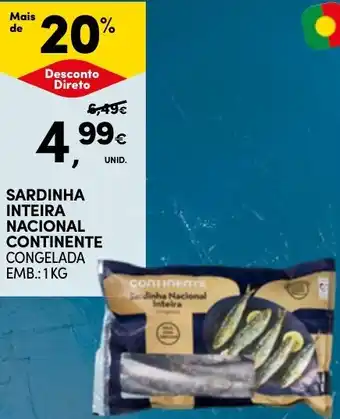 Continente Sardinha inteira nacional continente congelada promoção