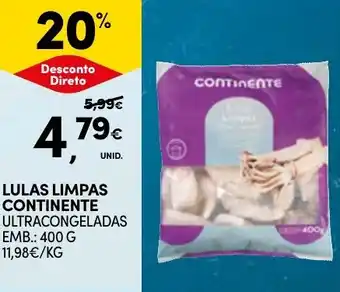Continente Lulas limpas continente ultracongeladas promoção