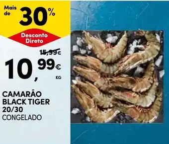 Continente Camarão black tiger 20/30 congelado promoção