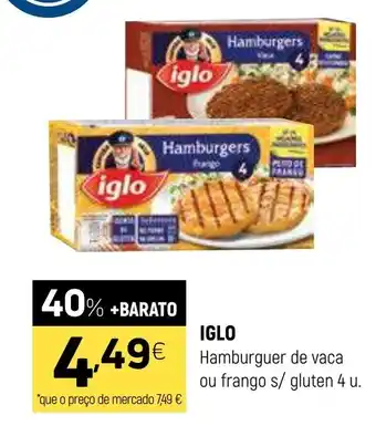 Coviran IGLO Hamburguer de vaca ou frango s/gluten 4 u. promoção