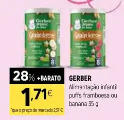 Coviran GERBER Alimentação infantil puffs framboesa ou banana promoção