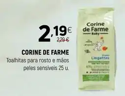 Coviran CORINE DE FARME Toalhitas para rosto e mãos peles sensíveis 25 u. promoção