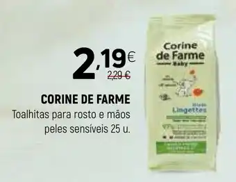 Coviran CORINE DE FARME Toalhitas para rosto e mãos peles sensíveis 25 u. promoção