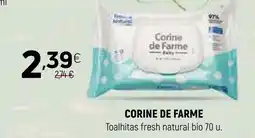 Coviran CORINE DE FARME Toalhitas fresh natural bio 70 u. promoção