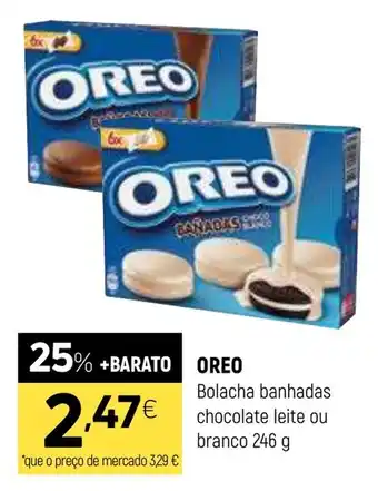 Coviran OREO Bolacha banhadas chocolate leite ou branco promoção