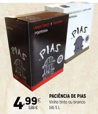 Coviran PACIÊNCIA DE PIAS Vinho tinto ou branco bib promoção