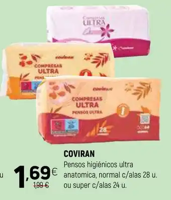 Coviran COVIRAN Pensos higiénicos ultra anatomica, normal c/alas 28 u. ou super c/alas 24 u. promoção