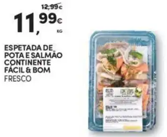 Espetada de Pota e Salmão Continente Fácil & Bom