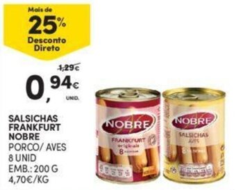 Continente Salsichas Frankfurt Nobre 200g promoção