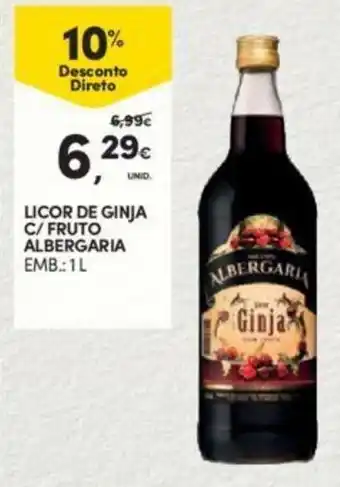 Continente Licor de Ginja c/Fruto Albergaria 1L promoção