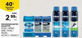 Continente Desodorizantes Gillette 70ml/150ml promoção