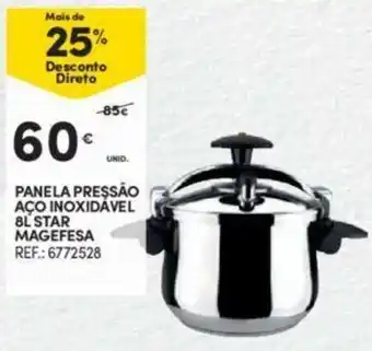 Continente Panela Pressão Aço Inoxidavel 8L Star Magefesa promoção