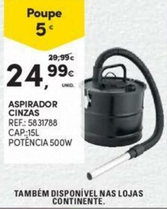 Continente Aspirador Cinzas 15L promoção