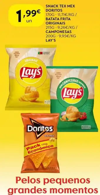 Spar Snack tex mex doritos / batata frita originais / camponesas promoção