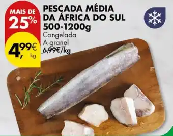 Pingo Doce Pescada média da áfrica do sul 25% 500-1200g promoção