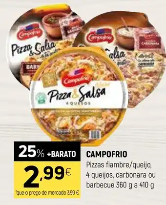 Coviran CAMPOFRIO Pizzas fiambre/queijo, 4 queijos, carbonara ou barbecue promoção