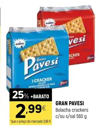 Coviran GRAN PAVESI Bolacha crackers c/ou s/sal promoção