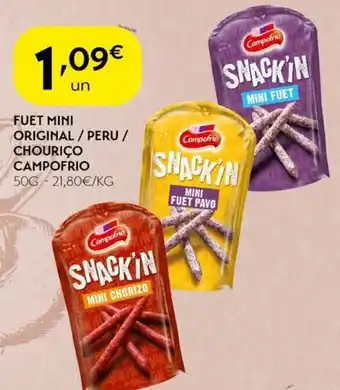 Spar Fuet mini original/peru/ chourico campofrio promoção