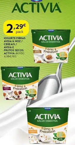 Spar Iogurte fibras aveia & noz/ cereais / aveia e frutos secos activia promoção