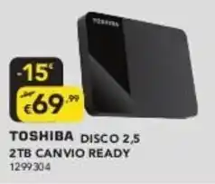 Radio Popular Toshiba Disco 2,5 2TB Canvio Ready promoção
