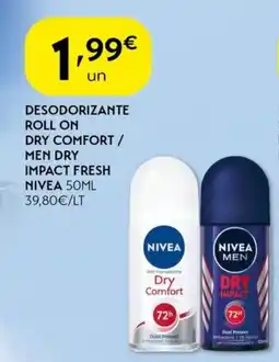 Spar Desodorizante roll on dry comfort / men dry impact fresh nivea promoção