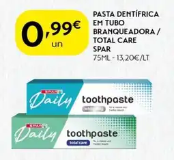 Spar Pasta dentifrica em tubo branqueadora / total care spar promoção