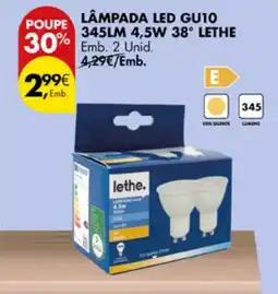 Pingo Doce Lâmpada led gu10 345lm 4,5w 38° lethe promoção