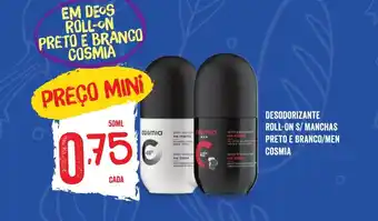 Minipreço Desodorizante roll-on s/ manchas preto e branco/men cosmia promoção