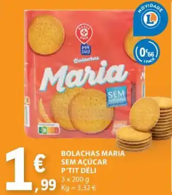 E.Leclerc Bolachas maria sem açúcar p'tit déli promoção