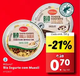 Lidl Milbona Bio Iogurte com Muesli promoção