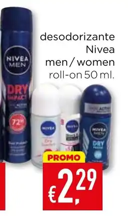 Bolama desodorizante Nivea men/women roll-on promoção