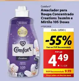 Lidl Comfort Amaciador para Roupa Concentrado Creations Jasmim e Mirtilo 105 Doses promoção