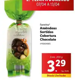 Lidl Favorina Amêndoas Sortidos Cobertura Chocolate promoção
