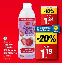 Lidl Milbona Iogurte Líquido Fresa/Morango promoção