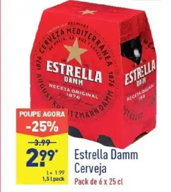 ALDI Estrella Damm Cerveja Pack 6x25cl promoção