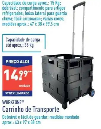 ALDI Workzone Carrinho de Transporte 43x97x38cm promoção