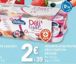 E.Leclerc Iogurte com Fruta Déli'Light 0% Délisse promoção