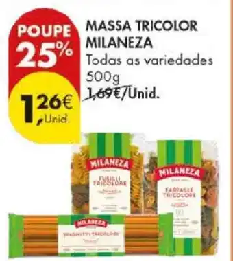 Pingo Doce Massa Tricolor Milaneza promoção