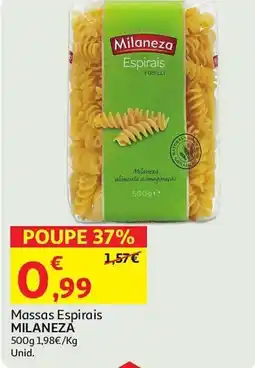Auchan Massas Espirais MILANEZA promoção