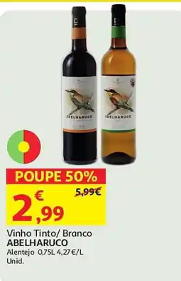 Auchan Vinho Tinto/ Branco ABELHARUCO Alentejo promoção